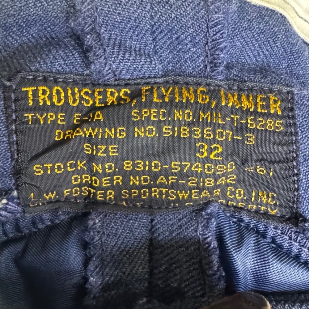 Vintage 1950's LW Foster Type F-1A Inner Flying Trousers Blue Military Pants - Picture 9 of 11